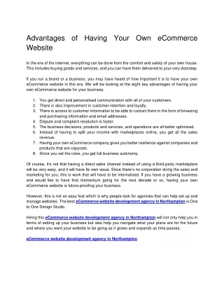 advantages of having your own ecommerce website