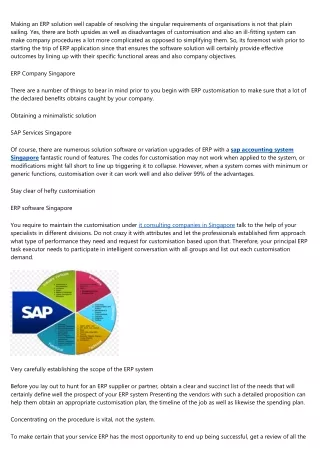 making an erp solution well capable of resolving
