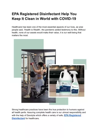 Multi-Purpose EPA Registered Disinfectant for Healthcare