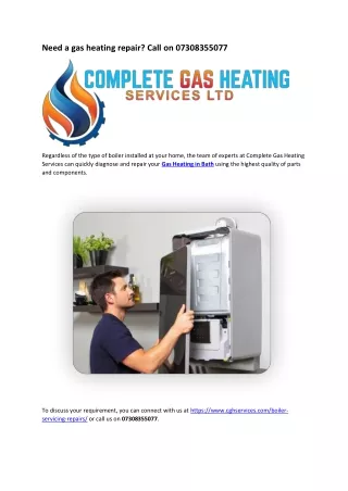 Need a gas heating repair? Call on 07308355077