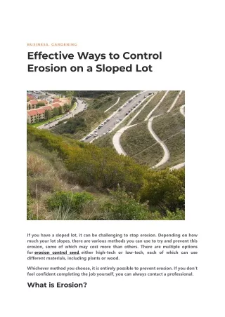 Effective Ways to Control Erosion on a Sloped Lot