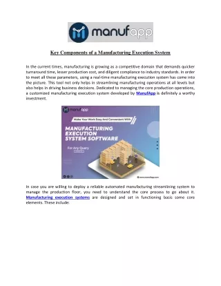 Key Components of a Manufacturing Execution System