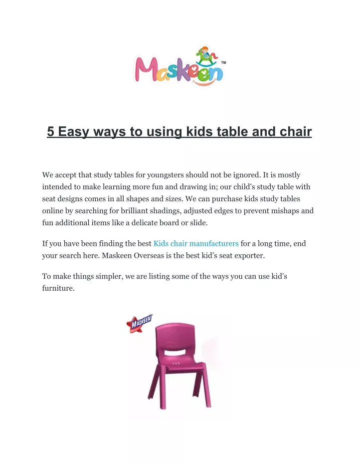 5 easy ways to using kids table and chair