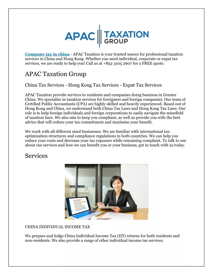 company tax in china apac taxation is your