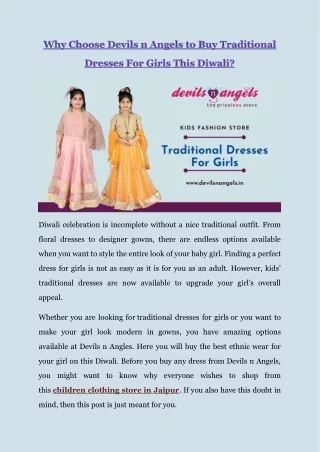 Choose Devils n Angels to Buy Traditional Dresses For Girls
