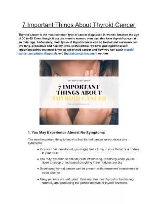 7 Important Things About Thyroid Cancer