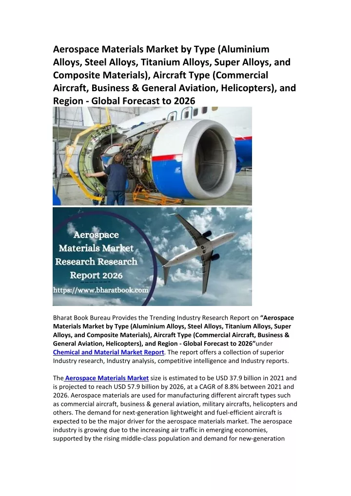 aerospace materials market by type aluminium