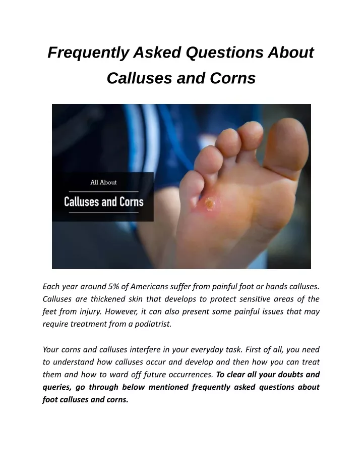 frequently asked questions about calluses