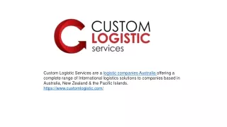 custom logistic services are a logistic companies