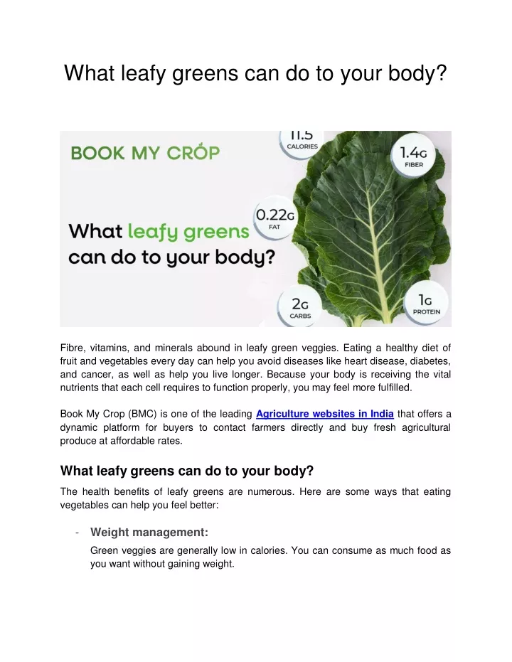 what leafy greens can do to your body