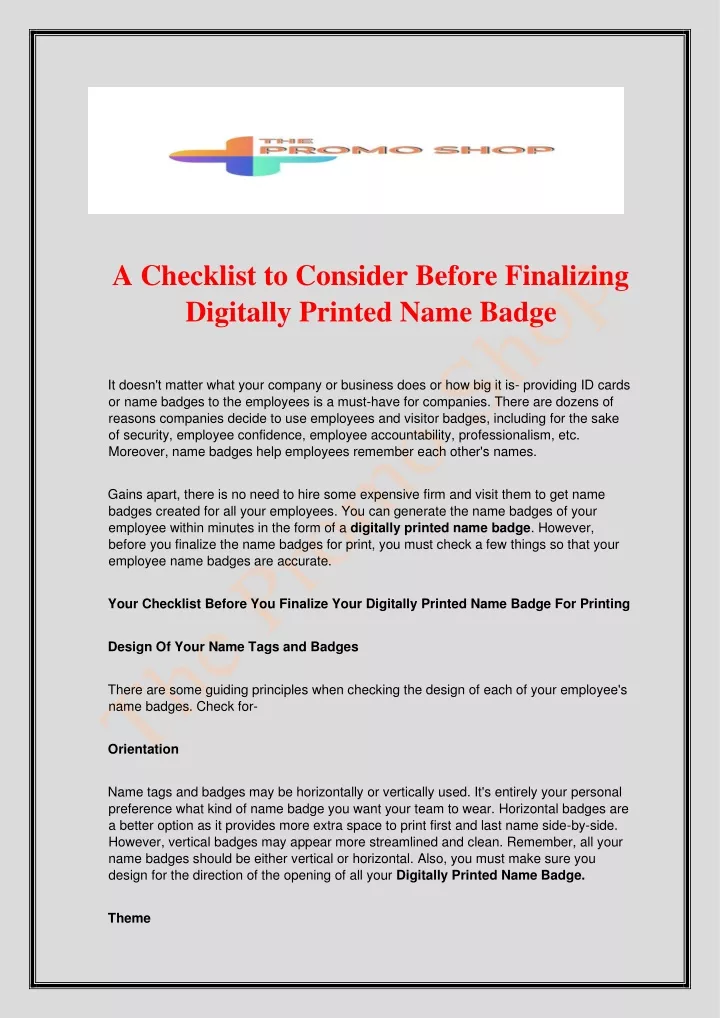 a checklist to consider before finalizing