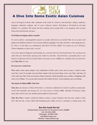 A Dive Into Some Exotic Asian Cuisines
