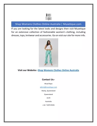 Shop Womens Clothes Online Australia | Musetique.com