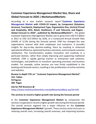 Customer Experience Management Market Size, Share and Global Forecast to 2026  MarketsandMarkets