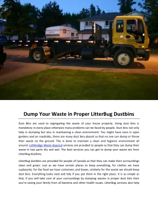 Dump Your Waste in Proper LitterBug Dustbins