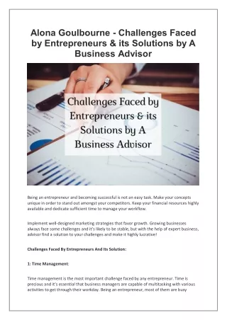 Challenges Faced by Entrepreneurs & its Solutions by A Business Advisor
