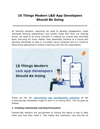 10 Things Modern L&D App Developers Should Be Doing