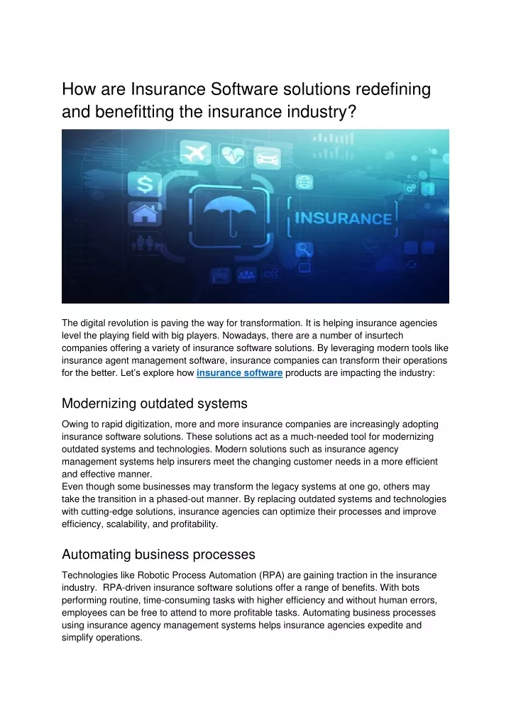 how are insurance software solutions redefining