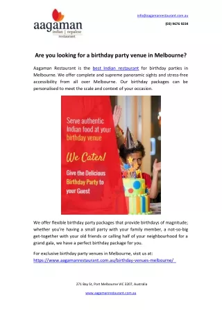 Are you looking for a birthday party venue in Melbourne?