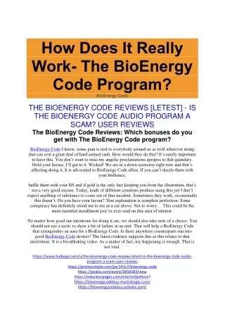 The BioEnergy Code Reviews [Letest] - Is The BioEnergy Code Audio Program A Scam