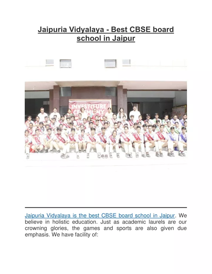 jaipuria vidyalaya best cbse board school