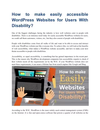 How to make easily accessible WordPress Websites for the Users