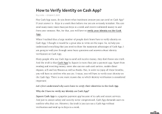 How To Verify Cash App Identity? - Here Is Are The Steps To Verify