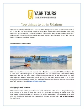 Top things to do in Udaipur