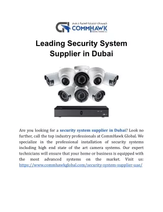 Leading Security System Supplier in Dubai