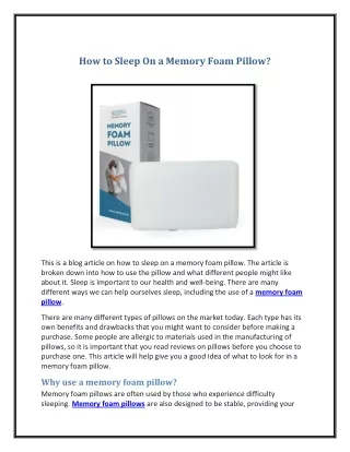 how to sleep on a memory foam pillow