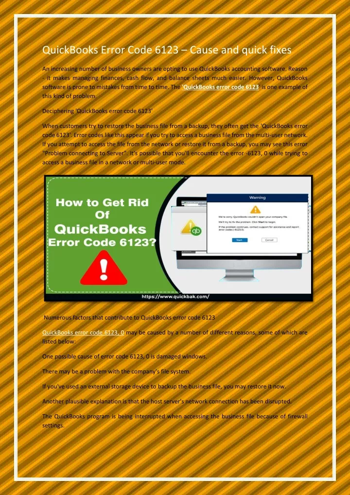 quickbooks error code 6123 cause and quick fixes