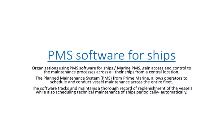 pms software for ships