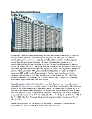 purva promenade comfortable living