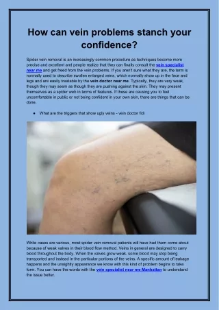how can vein problems stanch your confidence