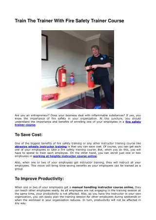 train the trainer with fire safety trainer course