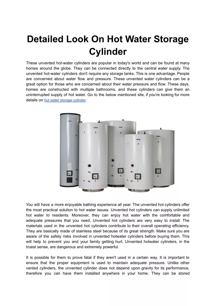 detailed look on hot water storage cylinder