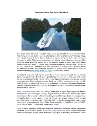 tips liburan hemat raja ampat papua barat