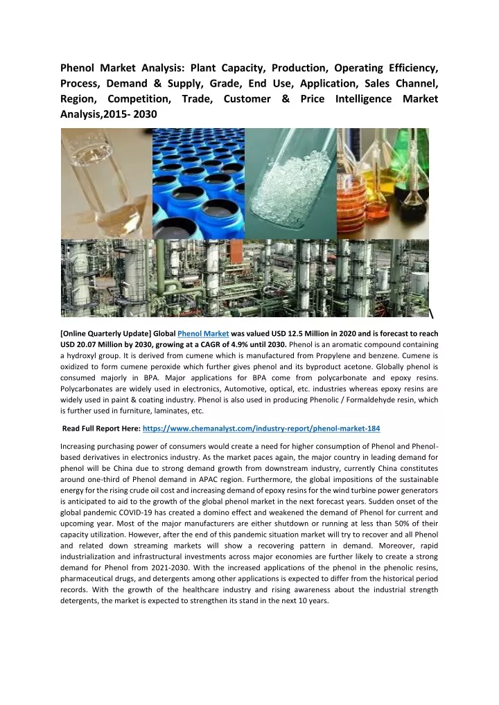phenol market analysis plant capacity production
