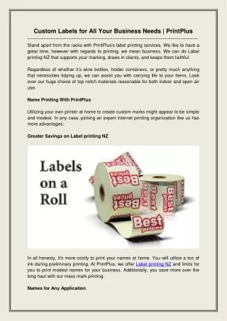 Custom Labels for All Your Business Needs  PrintPlus