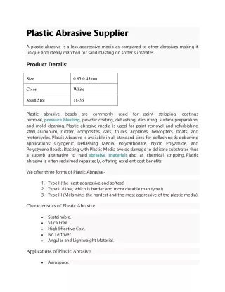 Plastic Blast Media Suppliers | Plastic Abrasive Beads