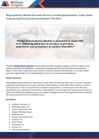 bioprosthetics market revenue drivers growth