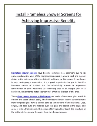 install frameless shower screens for achieving