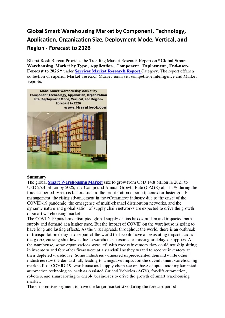 global smart warehousing market by component