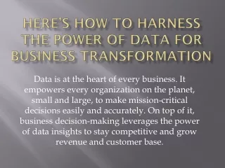 Here’s how to harness the power of data for business transformation