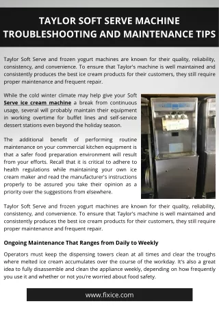 taylor soft serve machine troubleshooting