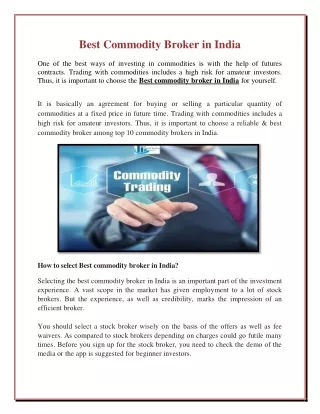 Best Commodity Broker in India