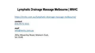 Lymphatic Drainage Massage Melbourne | MNHC