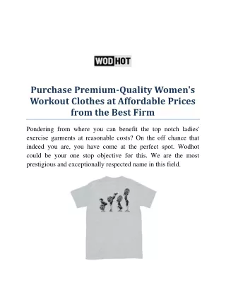 Purchase Premium-Quality Women's Workout Clothes at Affordable Prices from the Best Firm