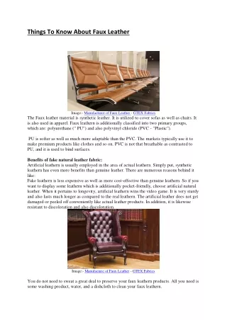 Things To Know About Faux Leather