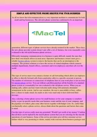 Simple and Effective Phone Service For Your Business
